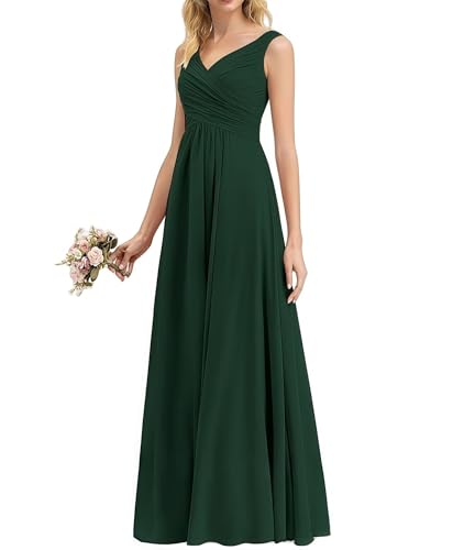 huitutu Damen Abendkleid V-Ausschnitt Brautjungfernkleid Elegant Lange Partykleider Hochzeitsgastkleid Abschlusskleid Ballkleid Dunkelgrün 38 Size von huitutu