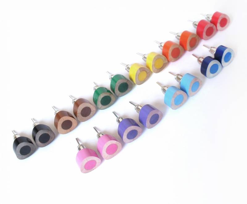 Color Buntstift Ohrstecker, Dreieck Bleistift Schmuck in Bonbon-Farben von huiyitan