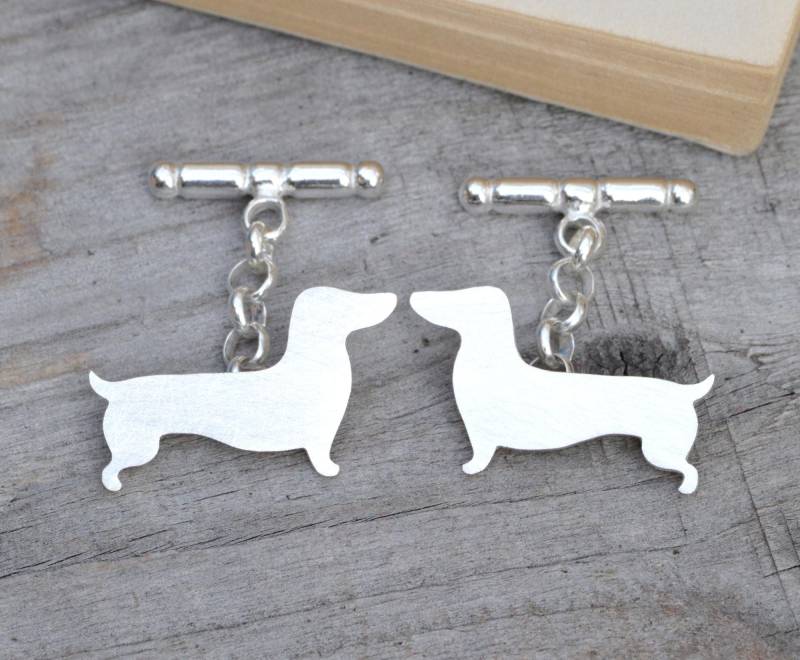 sterling Silber Dackel Manschettenknöpfe Personalisiertes Geschenk von huiyitan