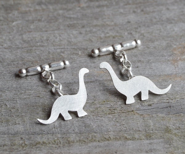 Dinosaurier Manschettenknöpfe in Sterling Silber, Brontosaurus Manschettenknöpfe, Personalisierte von huiyitan