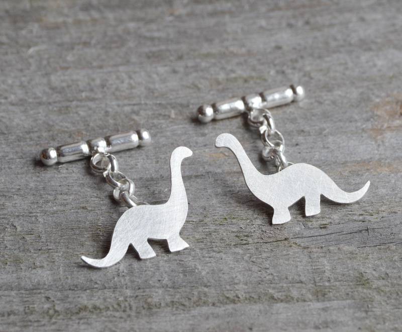 Dinosaurier Manschettenknöpfe in Sterling Silber, Brontosaurus Manschettenknöpfe, Personalisierte von huiyitan