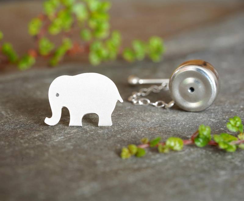 sterling Silber Elefant Krawattennadel - Handgemachte Tier von huiyitan
