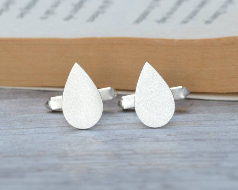 Regentropfen Manschettenknöpfe in Sterling Silber, Personalisierte von huiyitan