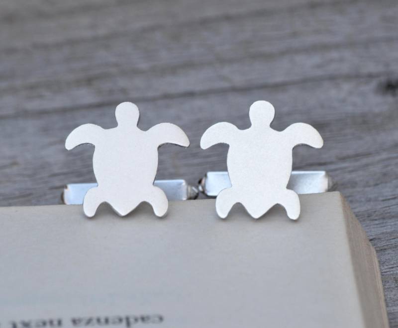 sterling Silber Meeresschildkröte Manschettenknöpfe Personalisierte Anfangsoption von huiyitan