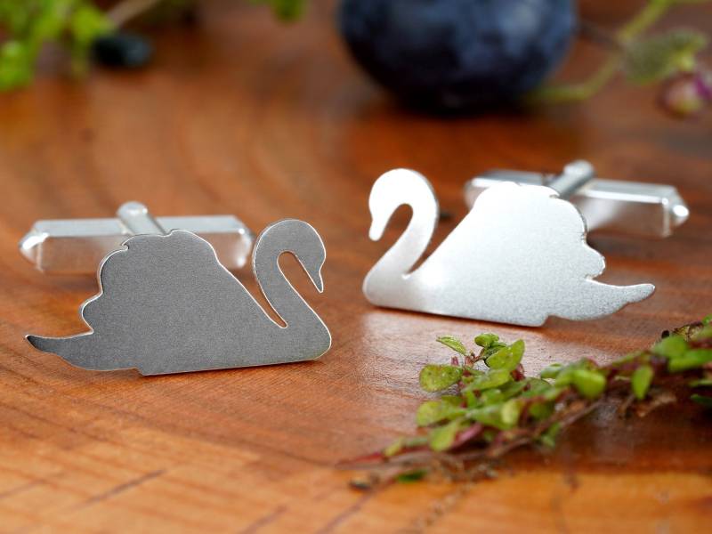 Handgemachte Sterling Silber Schwan Manschettenknöpfe - Option Zum Aufhängen von huiyitan