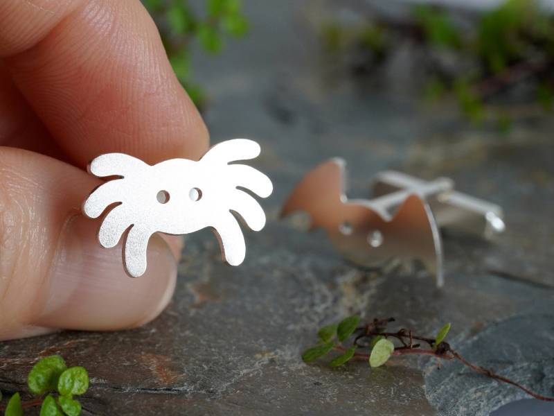 Halloween Manschettenknöpfe Mit Spinne & Fledermaus 925 Sterling Silber von huiyitan