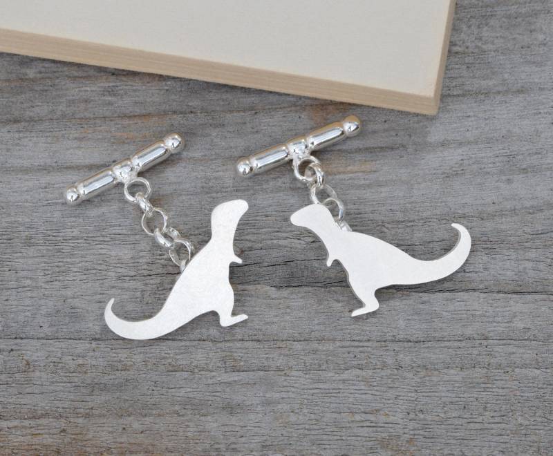 sterling Silber T-Rex Manschettenknöpfe Personalisierter Dinosaurier Schmuck von huiyitan