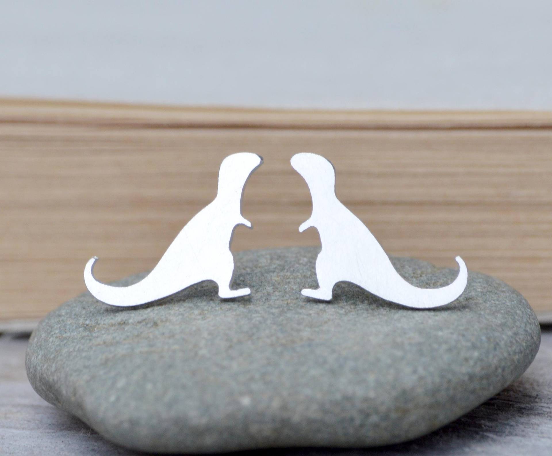 T-Rex Ohrstecker in Sterling Silber, Silber Dinosaurier von huiyitan