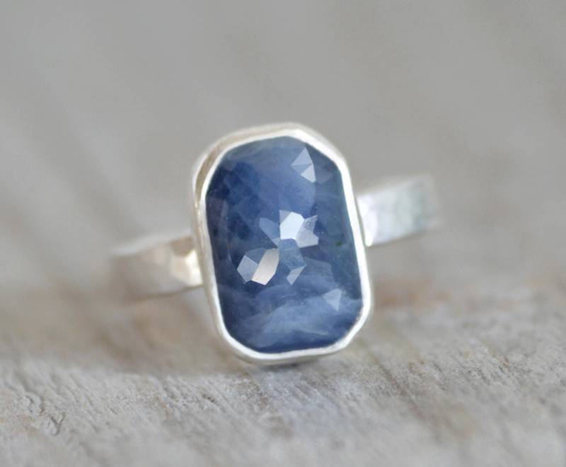 Saphir Ring Im Rosenschliff Mit Wabenstruktur Sterling Silber, Handgemacht von huiyitan