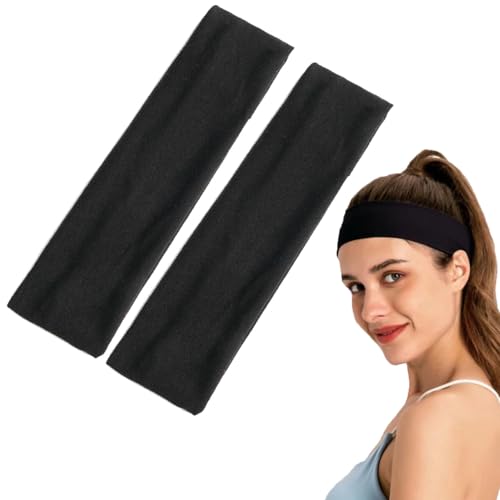 2 Stück 7 cm breite schwarze Stirnbänder für Damen und Herren, modische Stirnbänder für Damenhaar, Sport-Haarbänder für Männer, dehnbare Haarbänder für Make-up, Yoga, Laufen, Fitnessstudio (2 Stück, von huiyonglan