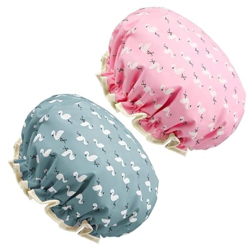 2 Stück Duschhaube, wiederverwendbare Badekappe, Duschhut, doppellagige Duschhaube, Duschhauben für Frauen, elastisches Band, Badekappen, Duschhaube für langes Haar, kurzes und lockiges Haar (Rosa und 2 Stück Duschhaube, wiederverwendbare Badekappe, Duschhut, doppellagige Duschhaube, Duschhauben für Frauen, elastisches Band, Badekappen, Duschhaube für langes Haar, kurzes und lockiges Haar (Rosa und von huiyonglan