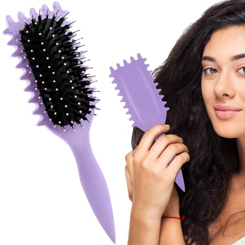 Lockige Haarbürste, Wildschweinborsten, Nassbürste, Entwirrungsbürste, glatte Rückseite, Haarbürste, Lockenbürste, Stylingbürste, lockige Haarbürste für Damen, Mädchen und Männer, Violett Lockige Haarbürste, Wildschweinborsten, Nassbürste, Entwirrungsbürste, glatte Rückseite, Haarbürste, Lockenbürste, Stylingbürste, lockige Haarbürste für Damen, Mädchen und Männer, Violett von huiyonglan