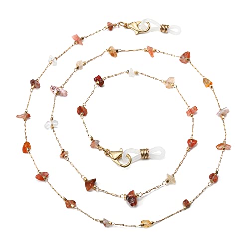 humlbird Brillenkette für Damen, stilvolle Maske, Umhängeband, natürliche Kristalle, Maskenkette, Brillen-Halter, Riemen, Orange, Klein von humlbird