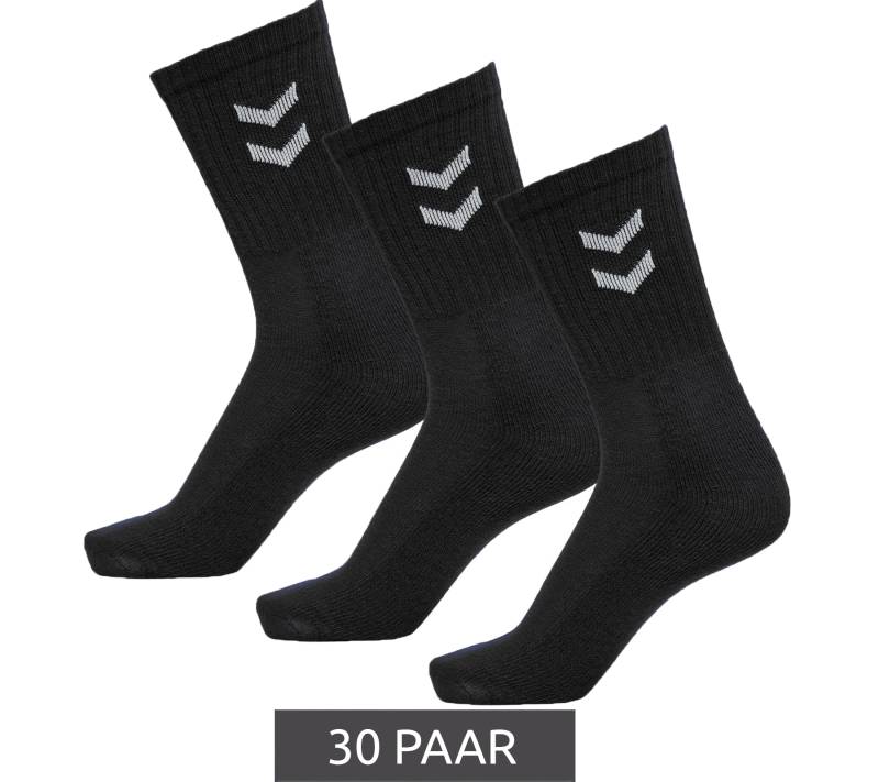 30 Paar hummel Basic Damen Crew-Socken mit Kontrastwinkel Kinder Baumwoll-Strümpfe Sport-Socken 022030-2001 Schwarz von hummel