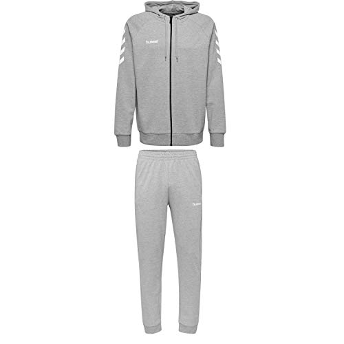 Hummel Kinder Sweatanzug Go Cotton Zip 204231+203531 Grey Melange 152 von hummel