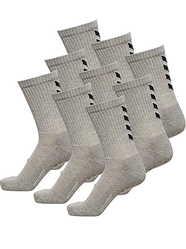 hummel Herren FUNDAMENTAL Sportsocken - Ideal für Sport & Alltag - Feuchtigkeitsmanagement - Fußgewölbeunterstützung - 9 Paar Socken - grau - 46-48 (14) von hummel