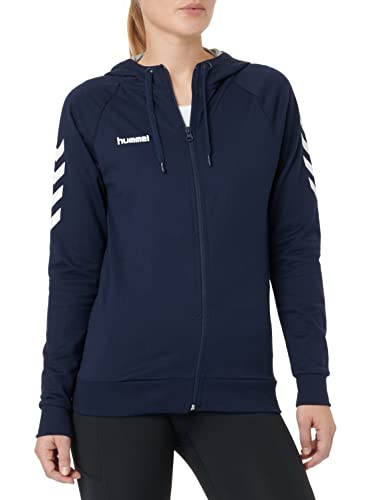 hummel Damen Hmlgo Sweat À Capuche Zippé en Coton Kapuzenpullover, Marineblau/Weiß/Grau, XL von hummel