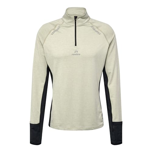 hummel Newline Herren Mesa Half-Zip Longsleeve Laufbekleidung Lauftop Beige - Schwarz M von hummel