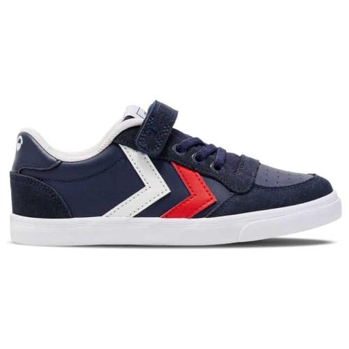 hummel Unisex Kinder Slimmer Stadil Leather Low Jr Sneaker, Peacoat, 34 EU von hummel