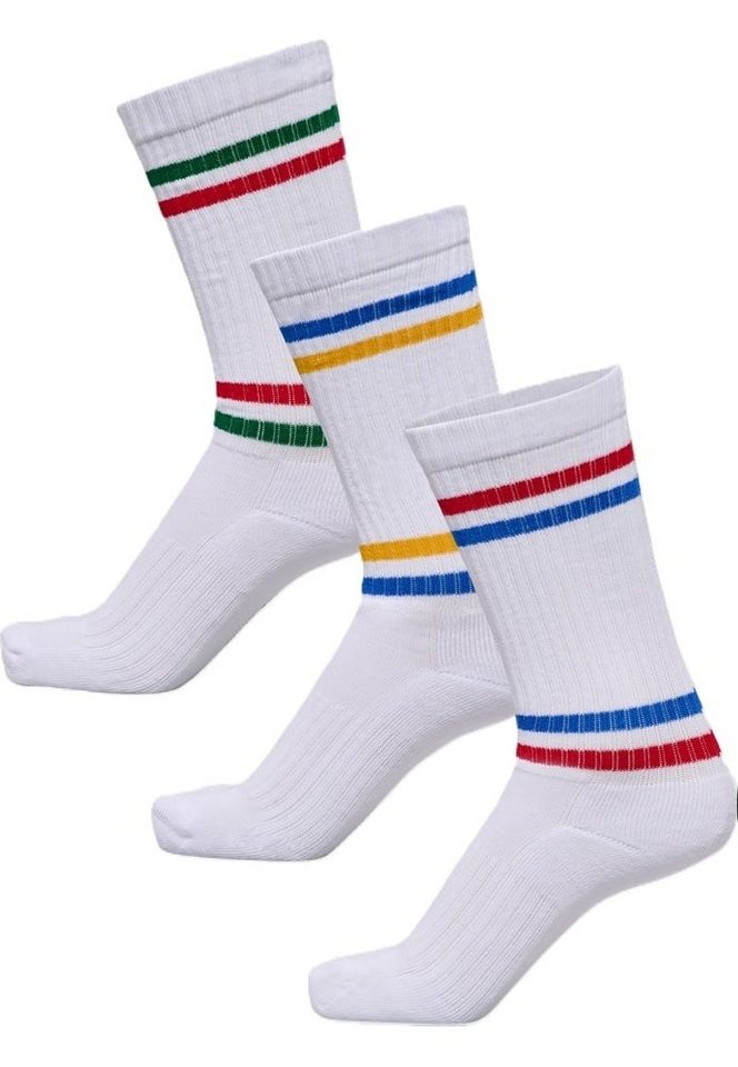 hummel Sportsocken Chevron High Crew Retro weiss/bunt - 3 Paar von hummel