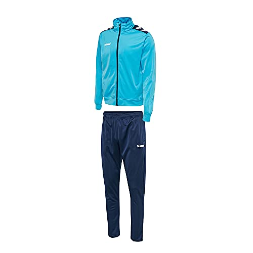 Hummel Unisex HU031 Trainingsanzug Blaue Jacke, dunkelblaue Hose 100% Polyester Größe S, Chaqueta en Azul, pantalón en Azul Marino, S von hummel