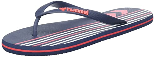 hummel Multi Stripe Flip Flop Unisex Erwachsene Athleisure Sandal & Pool Slippers Mit Atmungsaktiv Black Iris/Flame Scarlet von hummel