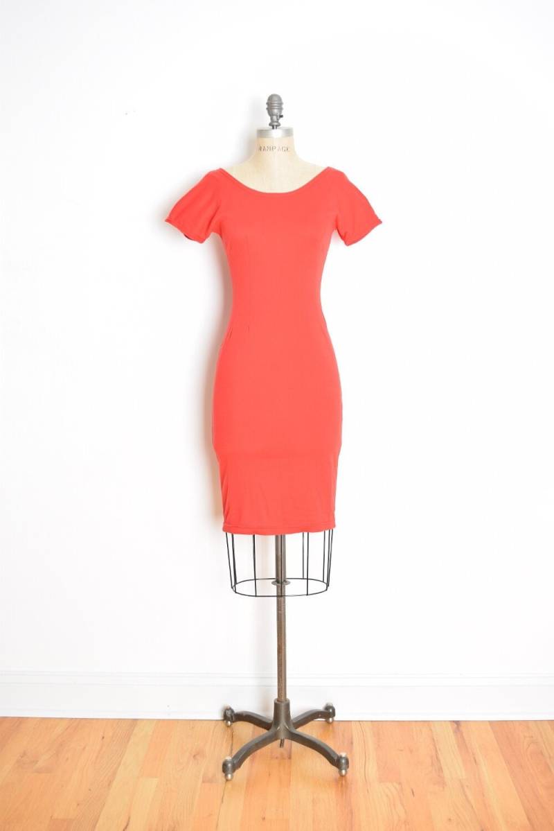 Vintage 90Er Jahre Kleid Rot Stricken Verband Bodycon Eng Breiten Flaschenhals Minikleid Xs S Vintage 90Er Jahre Kleid Rot Stricken Verband Bodycon Eng Breiten Flaschenhals Minikleid Xs S von huncamuncavintage