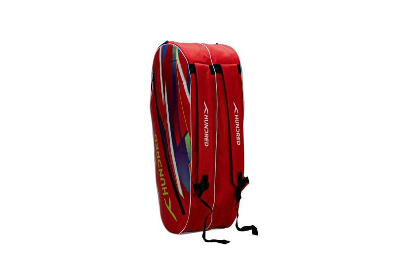 hundred Sporttasche Debut Kit Bag für Badminton- und Tennisschläger 6 in 1 (Double Compartment with side pouch, Zippered front pocket), Einfacher Tragegriff, Reißverschlusstasche vorne von hundred