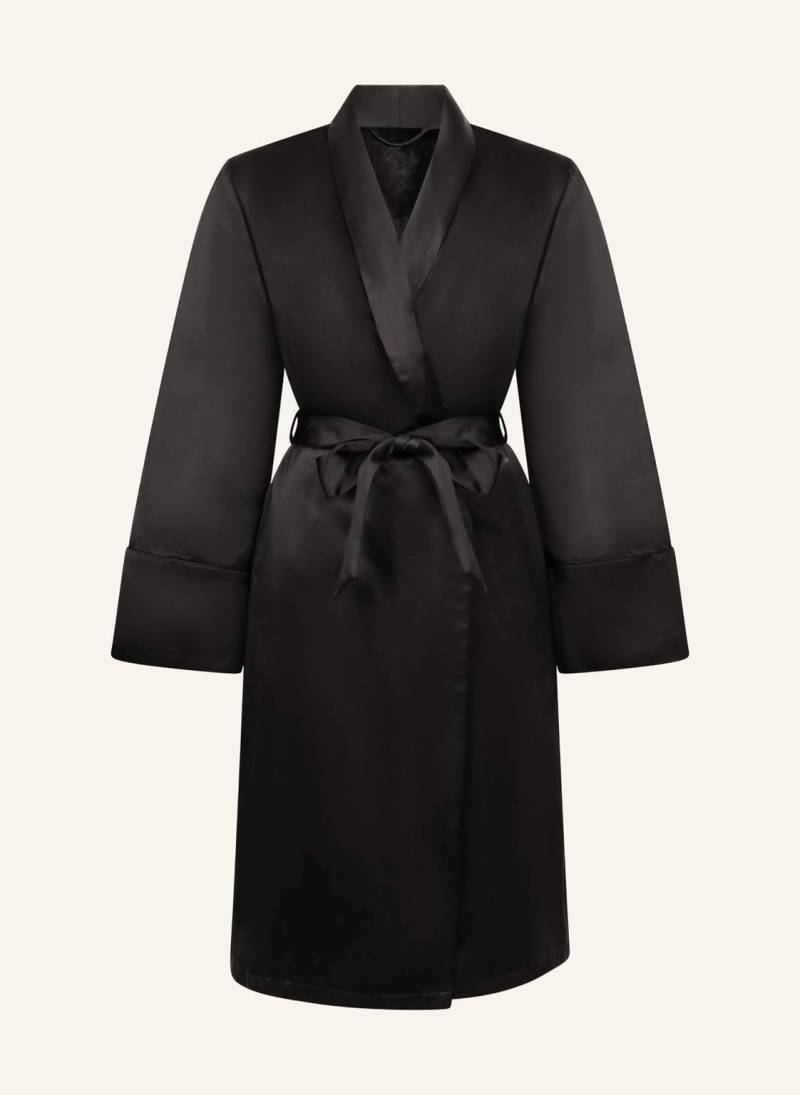 Hunkemöller Bademantel Satin Fleece schwarz von hunkemöller