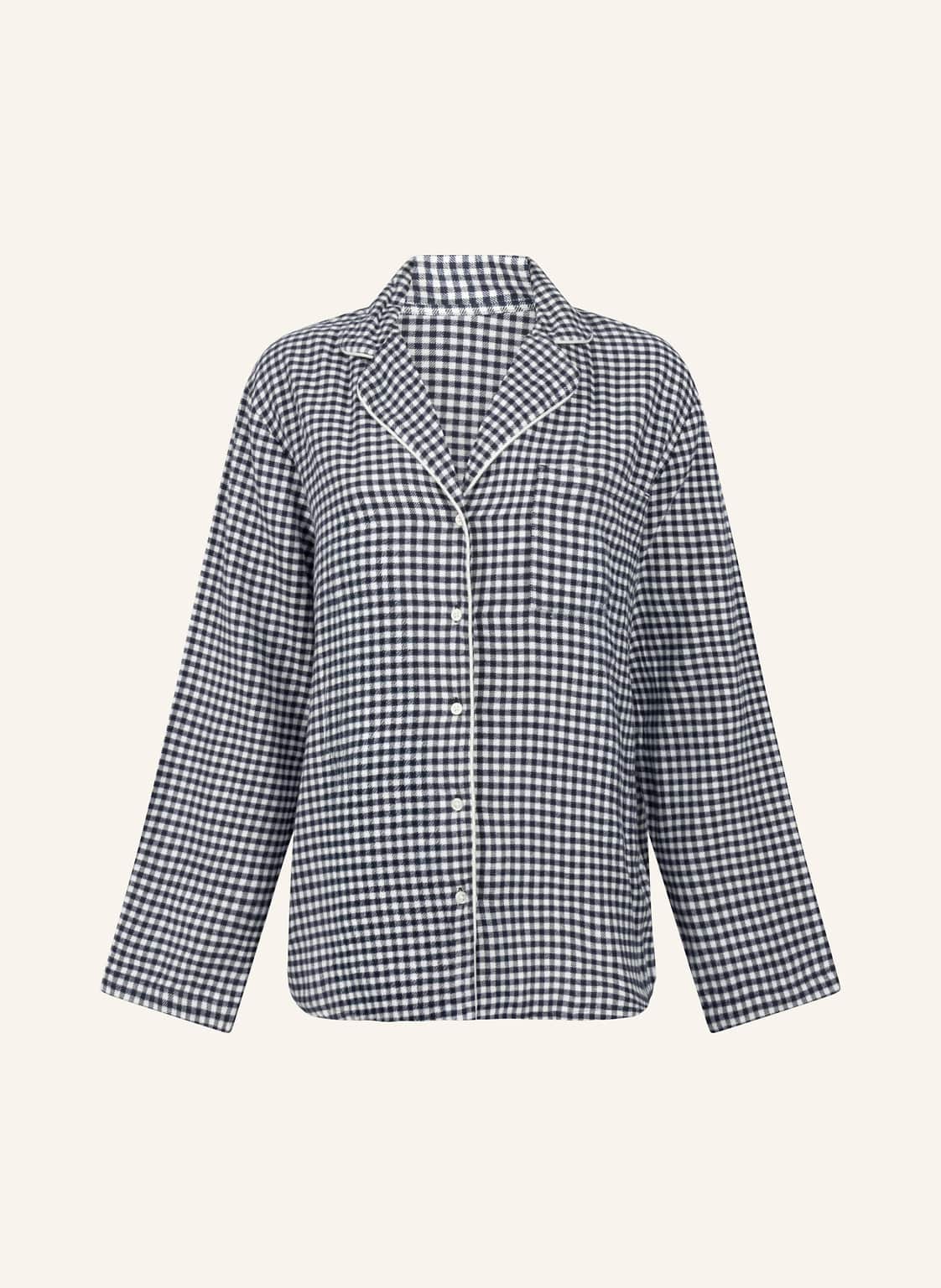 Hunkemöller Pyjama-Jacke Flannel blau von hunkemöller