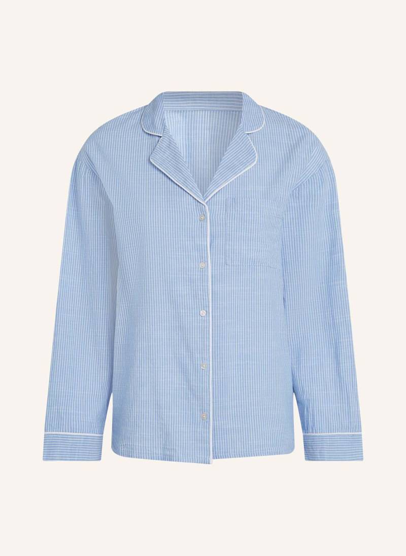 Hunkemöller Pyjama-Jacke Langarm blau von hunkemöller