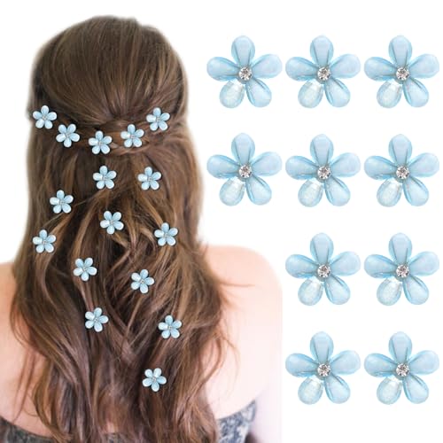 Hurifeng Kinder Haarspangen Set – 10 Stück Perlen Haarclips für Mädchen, Mini Krallenclips mit süßem Design, Prinzessin Haarschmuck für Kinder, ideal für Hochzeiten und Partys (Blau) von hurifeng