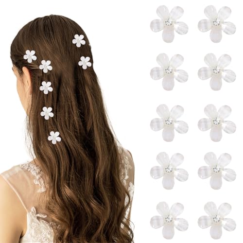 Hurifeng Kinder Haarspangen Set – 10 Stück Perlen Haarclips für Mädchen, Mini Krallenclips mit süßem Design, Prinzessin Haarschmuck für Kinder, ideal für Hochzeiten und Partys (Weiß) von hurifeng