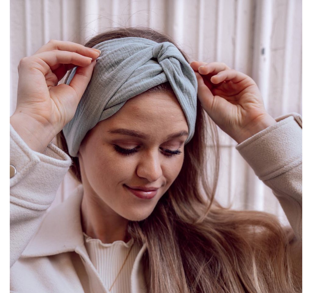 hutch&putch Stirnband Musselin-Stirnband für den Sommer - atmungsaktiv - 100% Bio-Baumwolle One Size - 4-Jahreszeiten Stirnband - mit elastischem Gummizug von hutch&putch