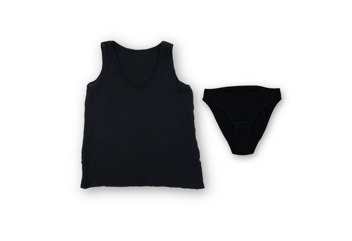 hutch&putch Unterhemd Musselin Basic Top "Mona" • mit Baumwoll-Slip (Set, 2-St) aus 100% Naturfaser, auch als angenehmes Loungewer-Set oder Pyjama-Set von hutch&putch