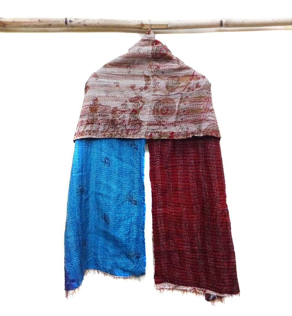 Handgefertigte Kantha Seide Schal Reversible Floral Neck Wrap Handgefertigte Kantha Seide Schal Reversible Floral Neck Wrap von hutse