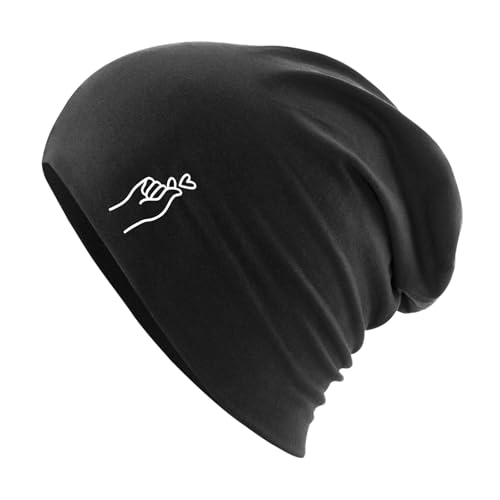 Huuraa Beanie K-Pop Fingerherz Zeichen Geschenk Black K-Pop Fingerherz Präsent von Huuraa