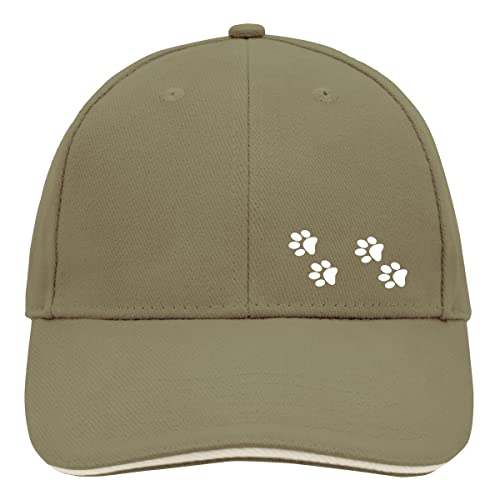 Huuraa Cappy Mütze Fußtapsen Tapsen Unisex Kappe Olive/Beige mit Motiv für Tierfreunde Geschenk Idee für Freunde und Familie von Huuraa