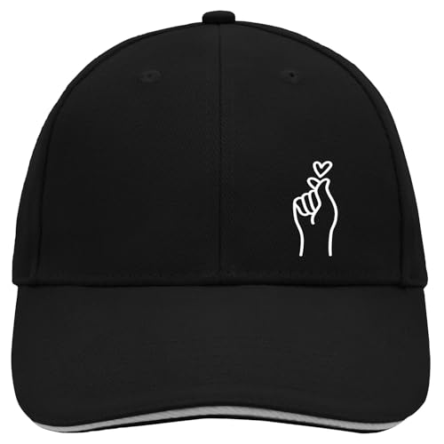 Huuraa Cappy Mütze K-Pop Fingerherz Zeichen Geschenk Black/Light Grey K-Pop Fingerherz Präsent von Huuraa
