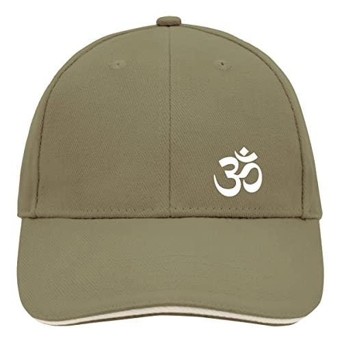 Huuraa Cappy Mütze Om Symbol Unisex Kappe Olive/Beige mit Buddhismus Zeichen Geschenk Idee für Freunde und Familie von Huuraa