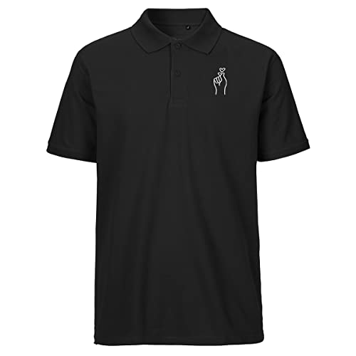 huuraa Herren Polo Shirt K-Pop Fingerherz Bio Baumwolle Fairtrade Oberteil Größe XXL mit Motiv für Korean Pop Fans Geschenk Idee für Freunde und Familie von huuraa