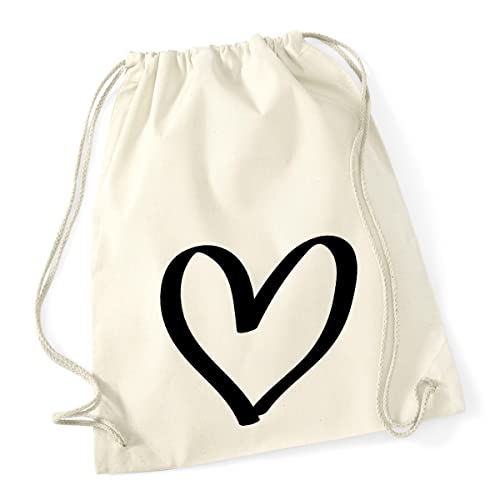 Huuraa Turnbeutel Herz Heart Rucksack Baumwolle 12 Liter Natural mit Motiv für die tollsten Menschen Geschenk Idee für Freunde und Familie von Huuraa