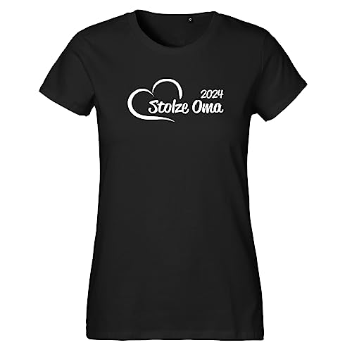 Huuraa Damen T-Shirt Stolze Oma 2024 Herz Bio Baumwolle Fairtrade Oberteil Größe XXL mit Motiv für Deine lieblings Menschen Geschenk Idee für Freunde und Familie von Huuraa