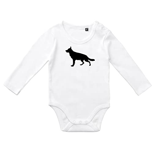 HUURAA Baby Body Deutscher Schäferhund Silhouette Unisex Langarm Strampler Größe 62 mit Motiv für Hundefreunde Geschenk Idee für Neugeborene und Kleinkinder von HUURAA