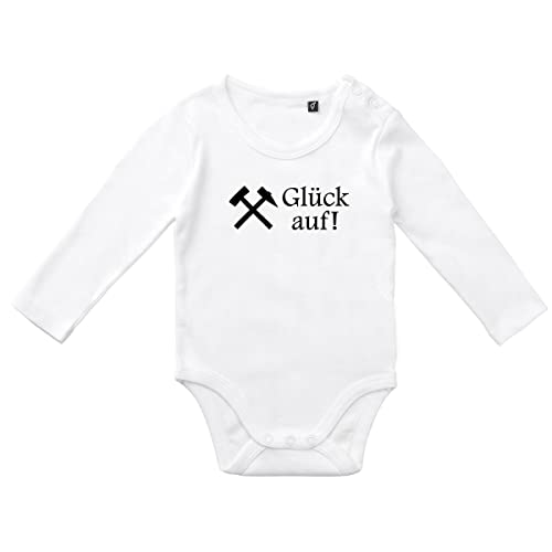 HUURAA Baby Body Glück auf! Ruhrpott Unisex Langarm Strampler Größe 62 mit Bergbau Motiv Geschenk Idee für Neugeborene und Kleinkinder von HUURAA