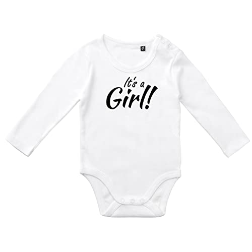 Huuraa Baby Body It`s a Girl! Schriftzug Unisex Langarm Strampler Größe 62 mit Motiv für alle Eltern Geschenk Idee für Neugeborene und Kleinkinder von Huuraa