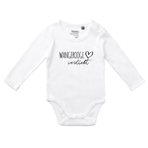 Huuraa Unisex Strampler Wangerooge verliebt Geschenk Größe 68 White Bio Baumwolle Fairtrade Wangerooge Souvenir von Huuraa