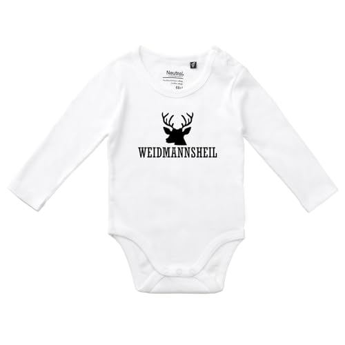Huuraa Jungen und Mädchen Body Weidmannsheil Hirsch Jägergruß Geschenk Größe 62 White Bio Baumwolle Fairtrade Weidmannsheil Hirsch Geschenkidee von Huuraa