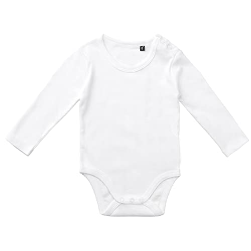 HUURAA Baby Body unbedruckt Unisex Langarm Strampler Größe 68 White Geschenk Idee zur Baby Party für Neugeborene und Kleinkinder von HUURAA