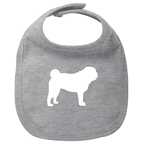 huuraa Baby Lätzchen Mops Silhouette Unisex Latz Größe Heather Grey mit Motiv für Hundefreunde Geschenk Idee für Neugeborene und Kleinkinder von huuraa